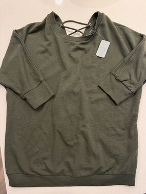 Forever 21 Olive Green Crisscross Back Sweatshirt Size 2X NWT